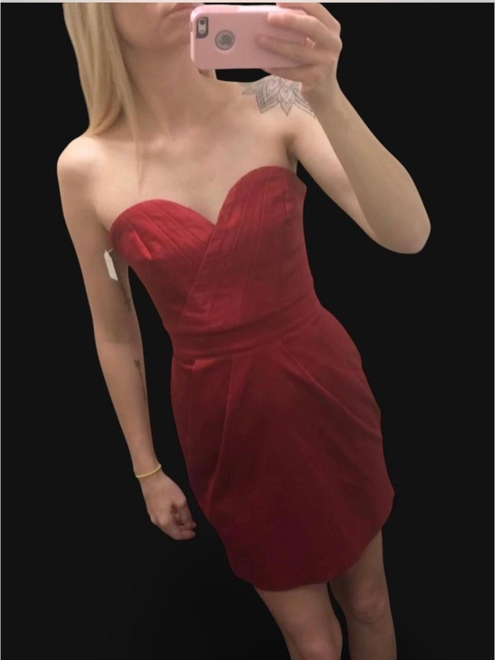 bebe vintage Strapless Red Sweetheart Cocktail Dress with pockets